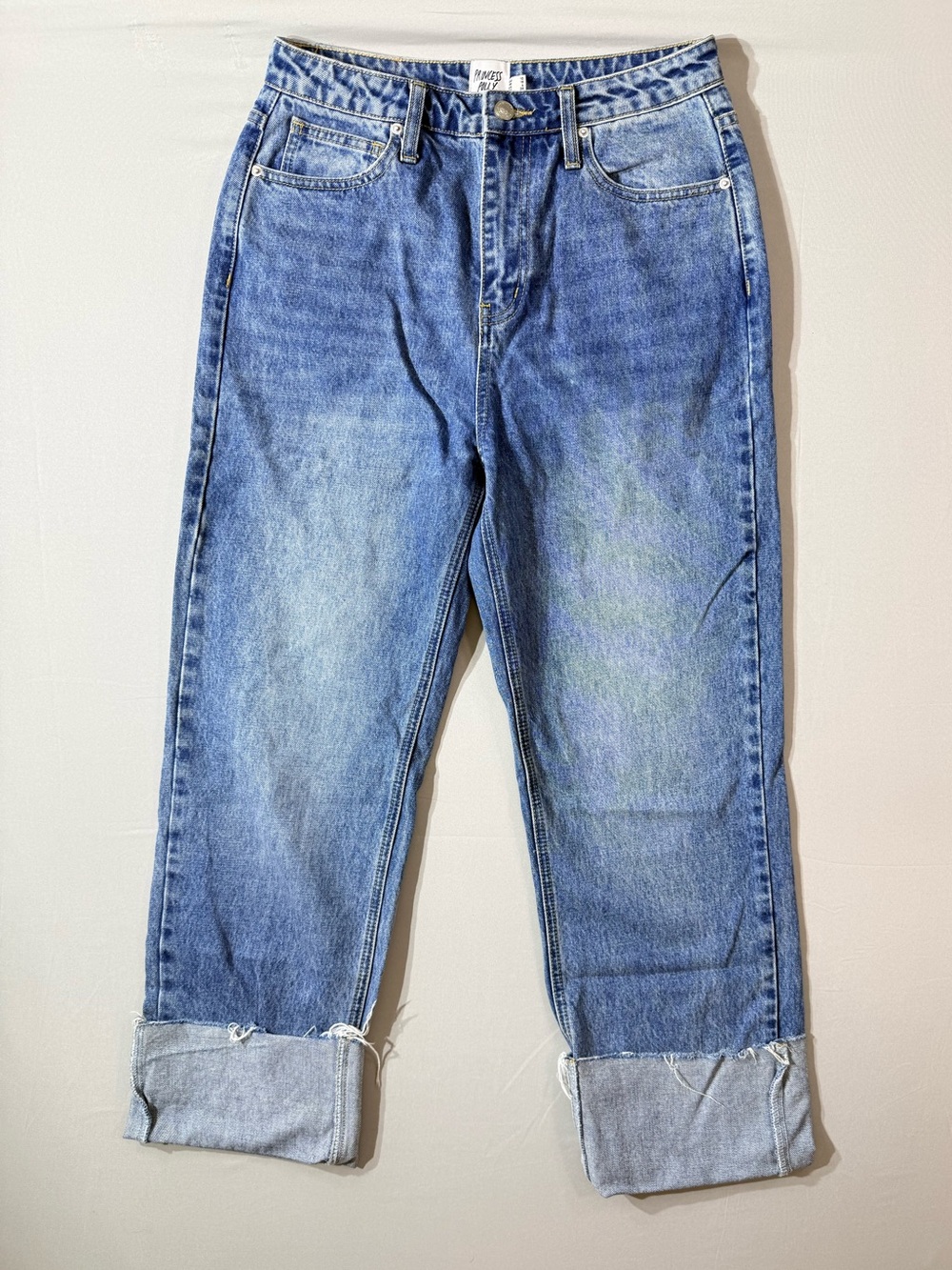 Princess Polly wide leg cuffed high rise jeans size 6 like new condition